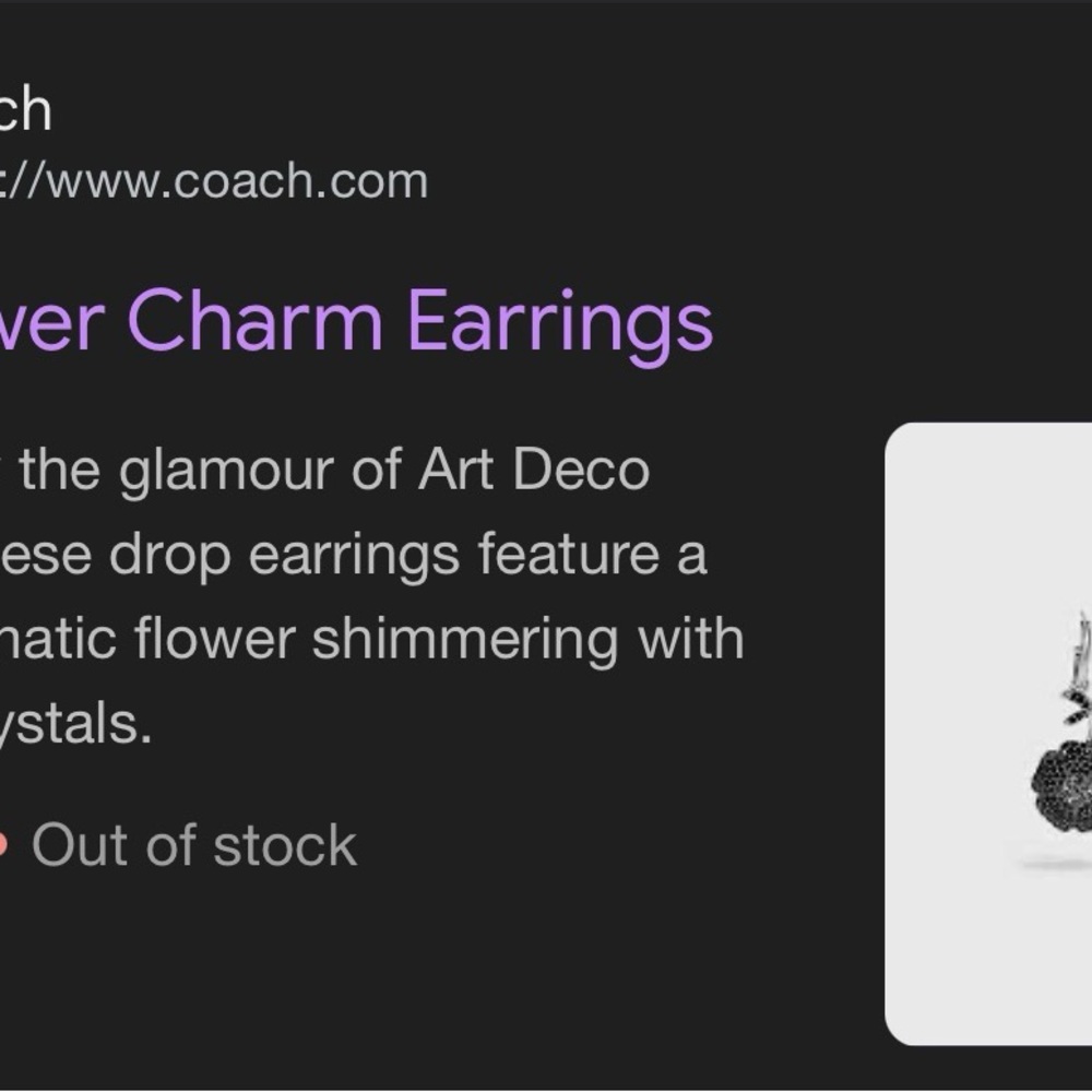Coach Silver and Black Floral Earrings - Picture 5 of 5